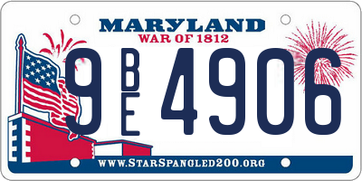 MD license plate 9BE4906