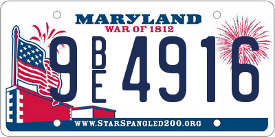 MD license plate 9BE4916