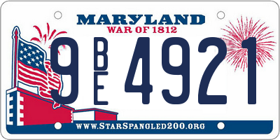 MD license plate 9BE4921