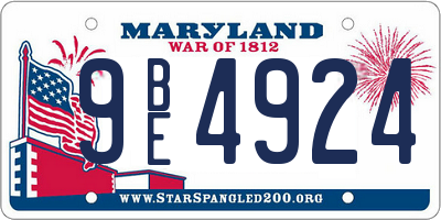 MD license plate 9BE4924