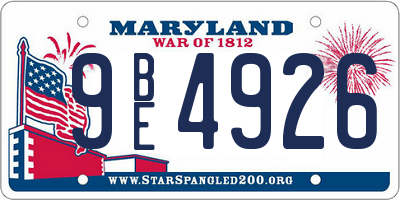 MD license plate 9BE4926