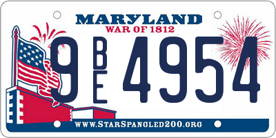MD license plate 9BE4954