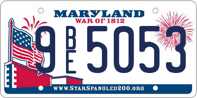 MD license plate 9BE5053