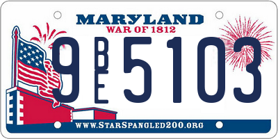 MD license plate 9BE5103