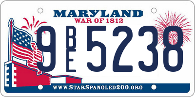 MD license plate 9BE5238
