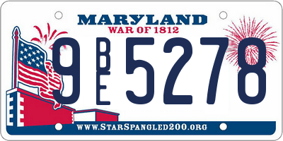 MD license plate 9BE5278