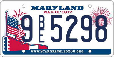 MD license plate 9BE5298