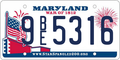 MD license plate 9BE5316