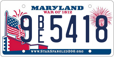 MD license plate 9BE5418