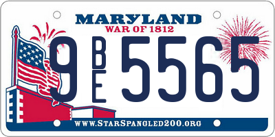 MD license plate 9BE5565