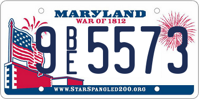 MD license plate 9BE5573
