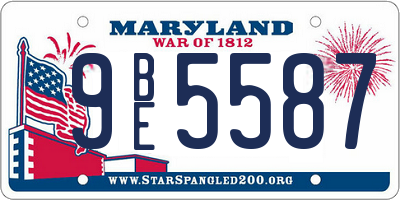 MD license plate 9BE5587