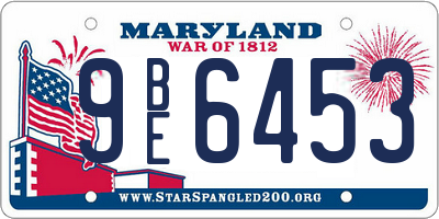 MD license plate 9BE6453