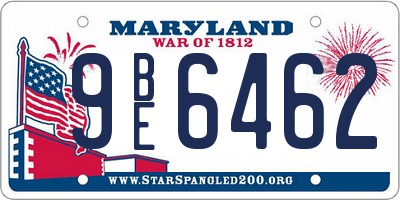 MD license plate 9BE6462