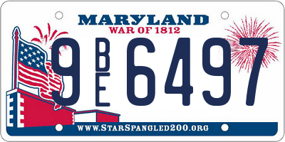 MD license plate 9BE6497