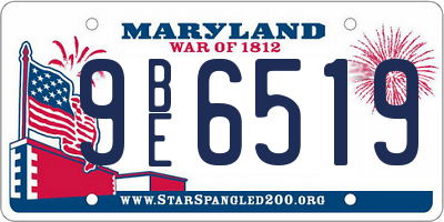 MD license plate 9BE6519