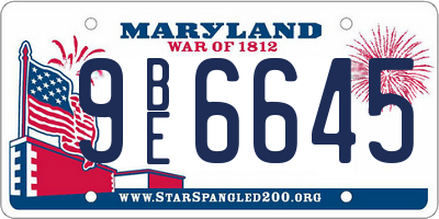 MD license plate 9BE6645