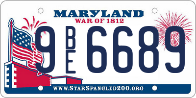 MD license plate 9BE6689