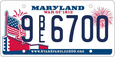 MD license plate 9BE6700