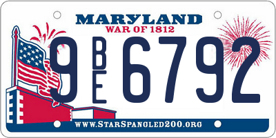 MD license plate 9BE6792