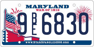 MD license plate 9BE6830