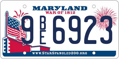 MD license plate 9BE6923