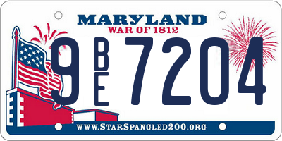 MD license plate 9BE7204