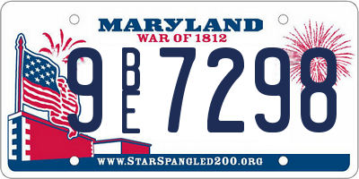MD license plate 9BE7298
