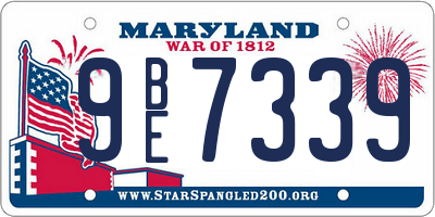 MD license plate 9BE7339