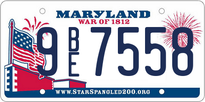 MD license plate 9BE7558