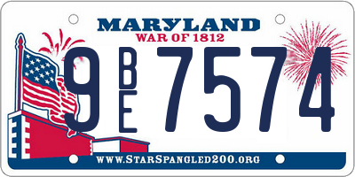 MD license plate 9BE7574