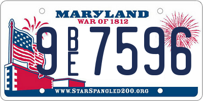 MD license plate 9BE7596
