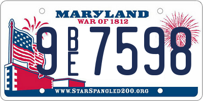 MD license plate 9BE7598