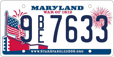 MD license plate 9BE7633