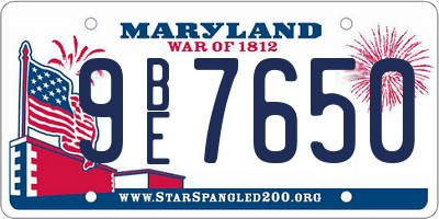 MD license plate 9BE7650