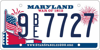MD license plate 9BE7727