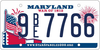 MD license plate 9BE7766
