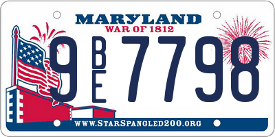 MD license plate 9BE7798