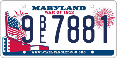 MD license plate 9BE7881