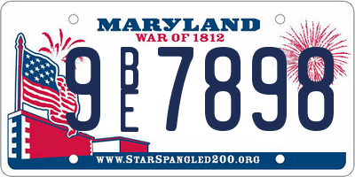 MD license plate 9BE7898