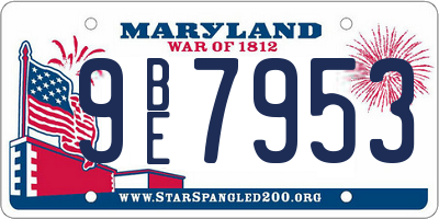 MD license plate 9BE7953