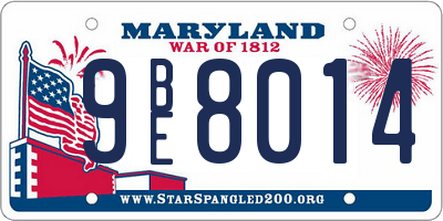 MD license plate 9BE8014