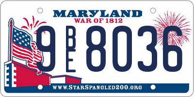 MD license plate 9BE8036