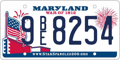 MD license plate 9BE8254