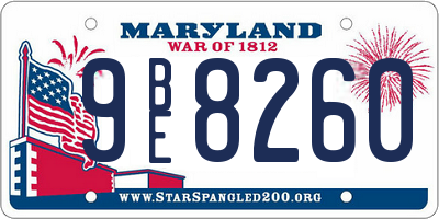 MD license plate 9BE8260