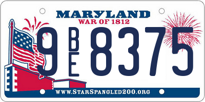 MD license plate 9BE8375