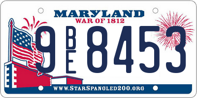 MD license plate 9BE8453