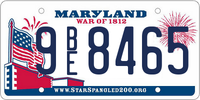 MD license plate 9BE8465