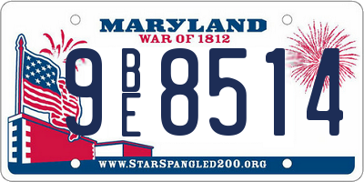 MD license plate 9BE8514