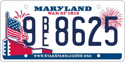 MD license plate 9BE8625
